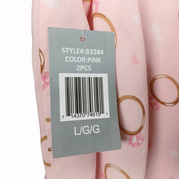 New PJ Couture Pajama Shirt Sleep Top Pink Engagement Rings Women's L - Picture 5 of 5